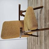 Fauteuil inclinable en bois et tissu des années 70