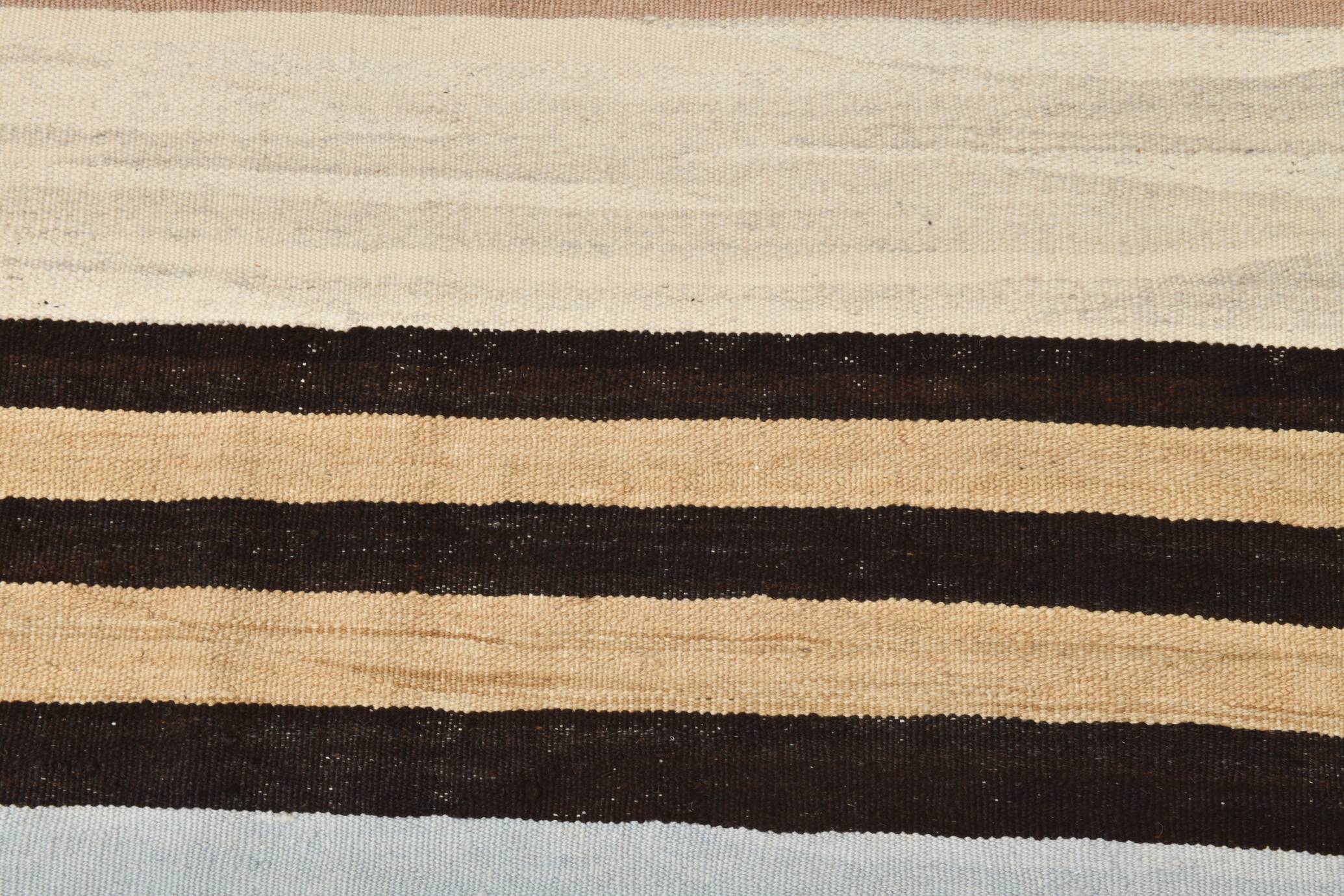 Tapis Kilim Vintage Beige Fait Main, Design Géométrique Élégant, 284x378 Cm