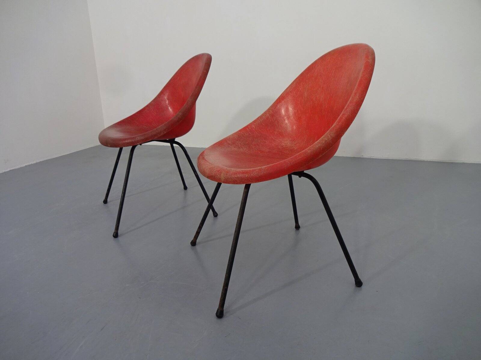 Set of French Fiberglass Side Chairs, 1960s