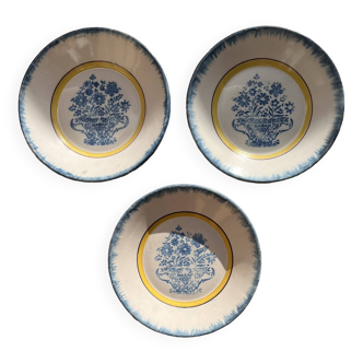 3 soup plates 19th century