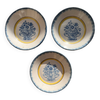 3 assiettes creuses XIXème siècle