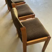 Set of 4 vintage chairs from the 70s/80s – Brown chocolate wood and fabric