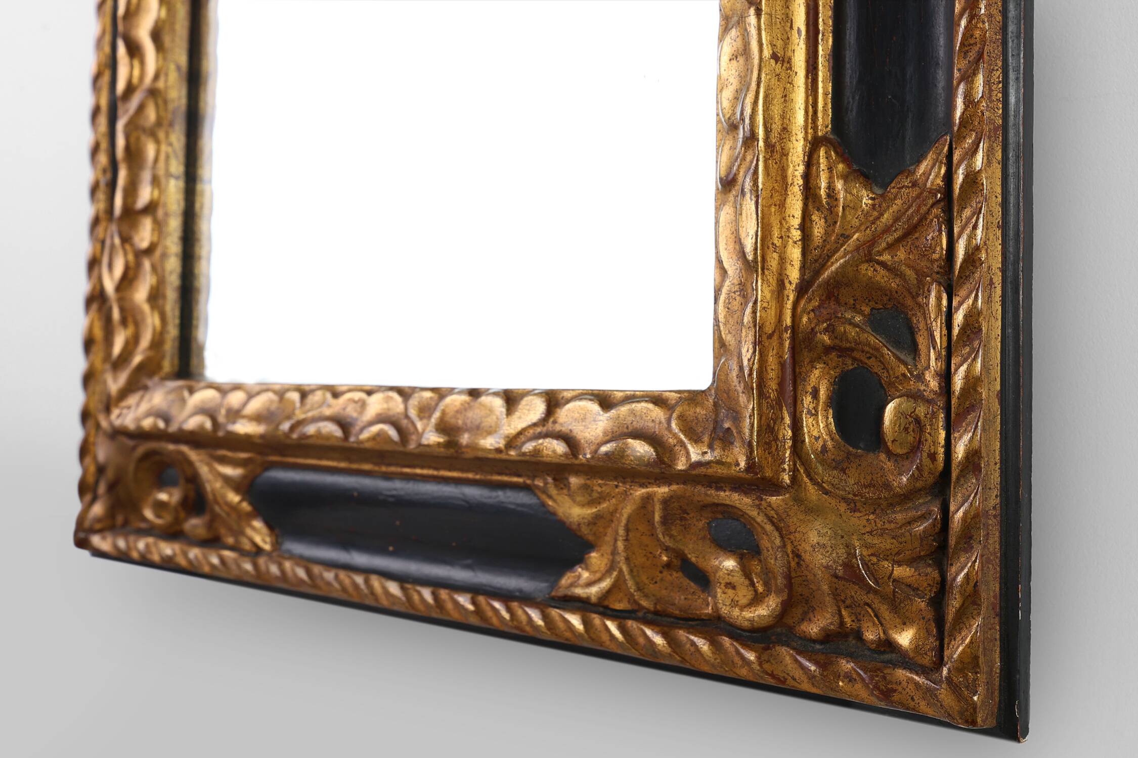 Carved Baroque Black and Giltwood Mirror, France 1850s