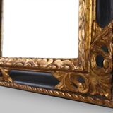 Carved Baroque Black and Giltwood Mirror, France 1850s