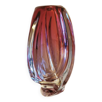 Vase val saint lambert en verre cristal belgian marked