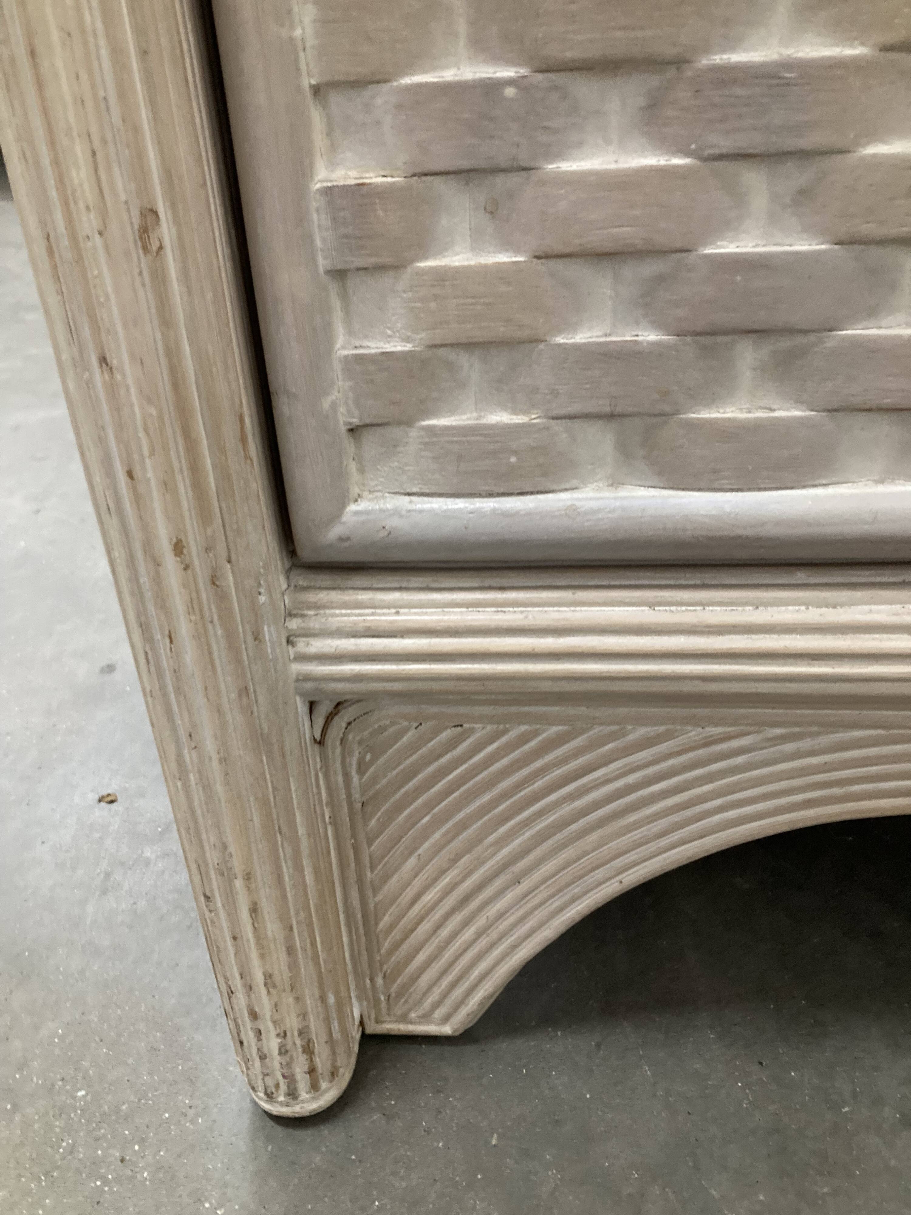 White wash sideboard made of woven rattan/bamboe, '70