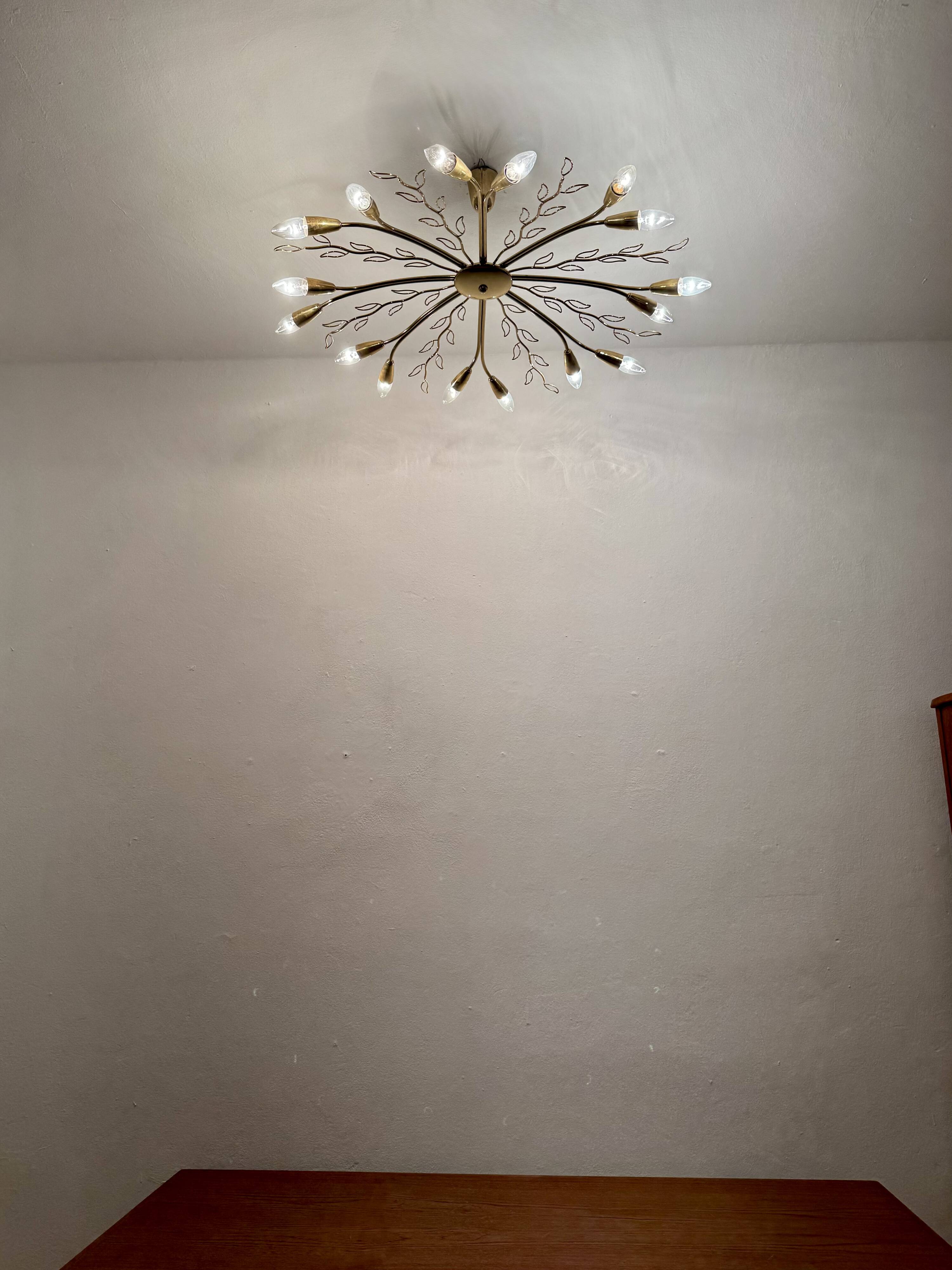 Large Austrian Brass Chandelier by Rupert Nikoll