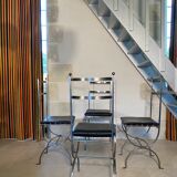 Set of 4 steel chairs with removable black seats