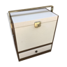 Ancienne caisse classeur range documents avec tiroir métal beige marron vintage