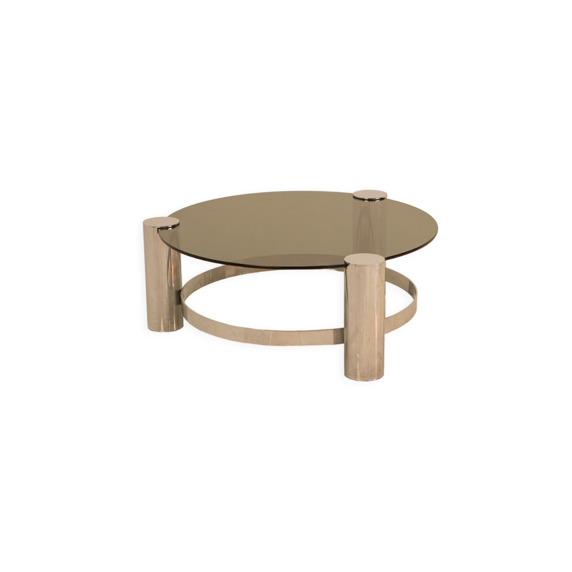 Circular coffee table & smoked glass 70's