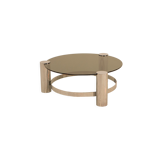 Circular coffee table & smoked glass 70's