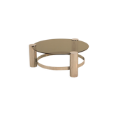 Circular coffee table & smoked glass 70's