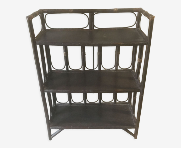 Etagère sur pieds en rotin, années 60/70