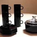 Arcoroc black "Octime" coffee service