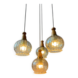 Vintage Hustadt Leuchten glass cascade pendant lamp