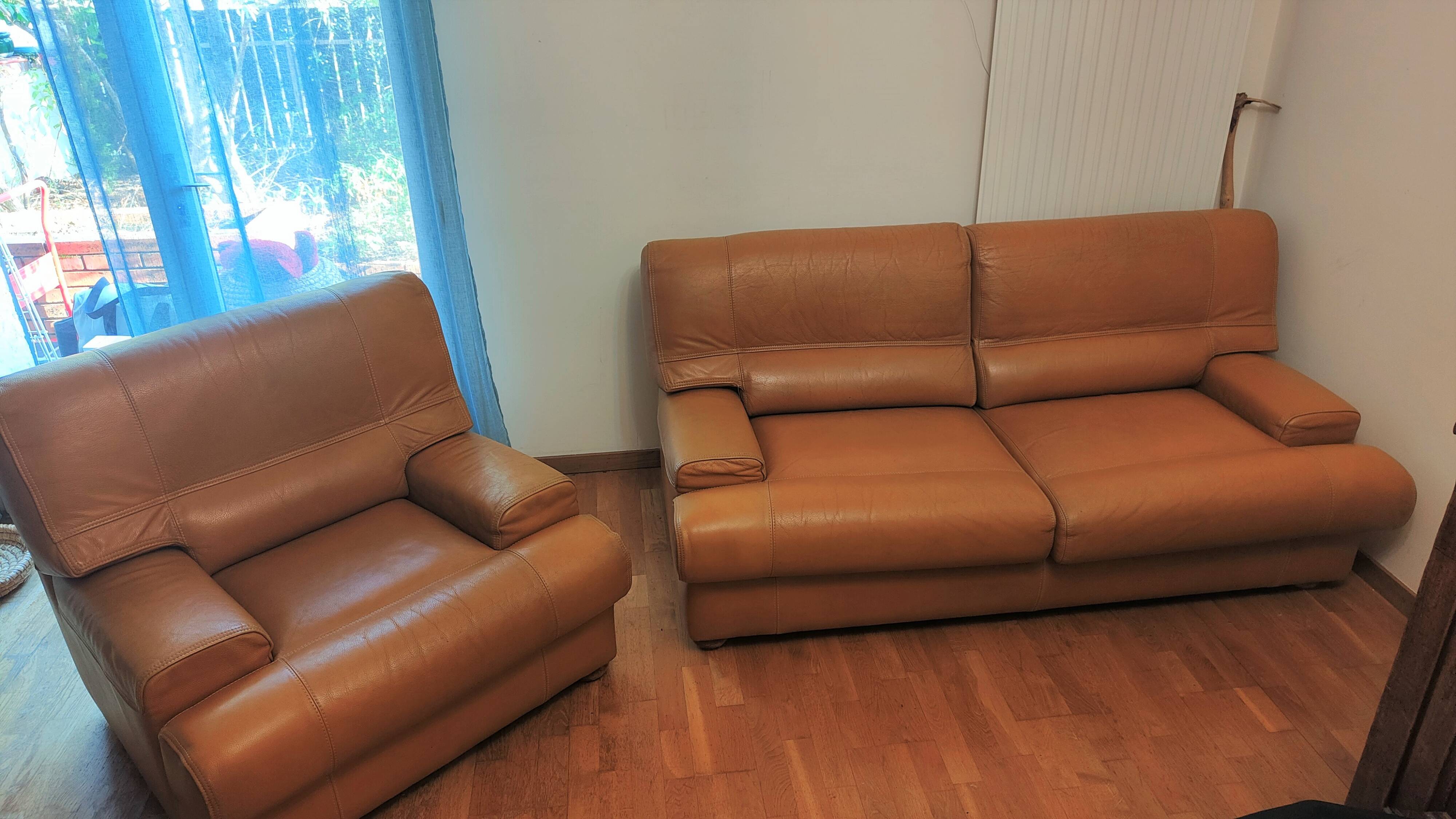 Camel leather sofa