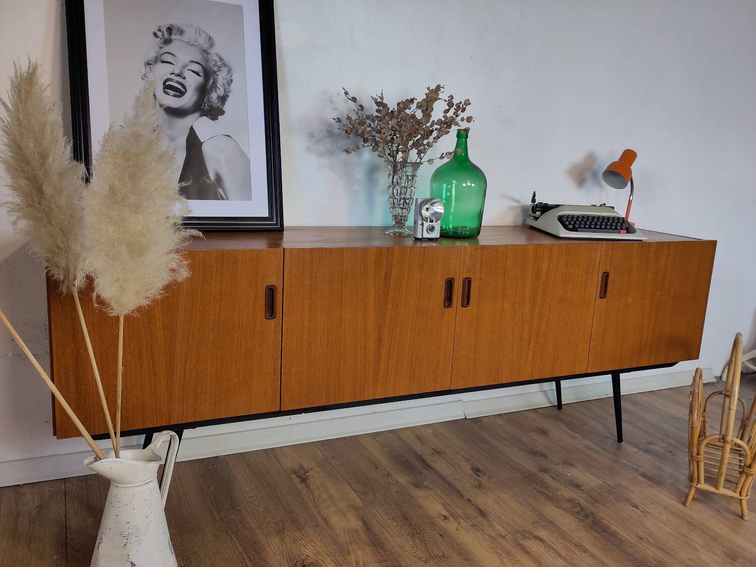 Scandinavian teak and metal sideboard