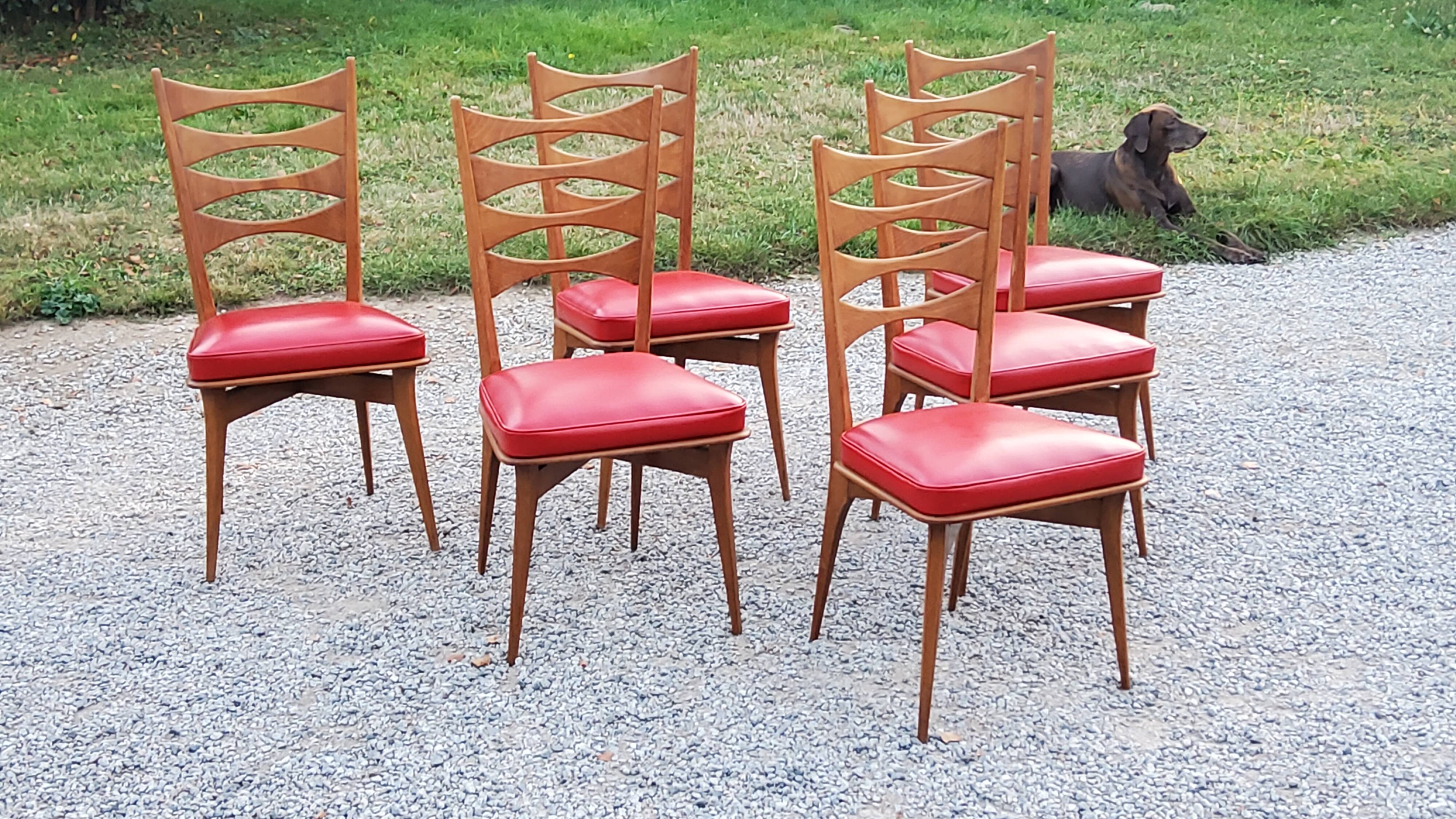 Set of 6 vintage Scandinavian style chairs from the 50s