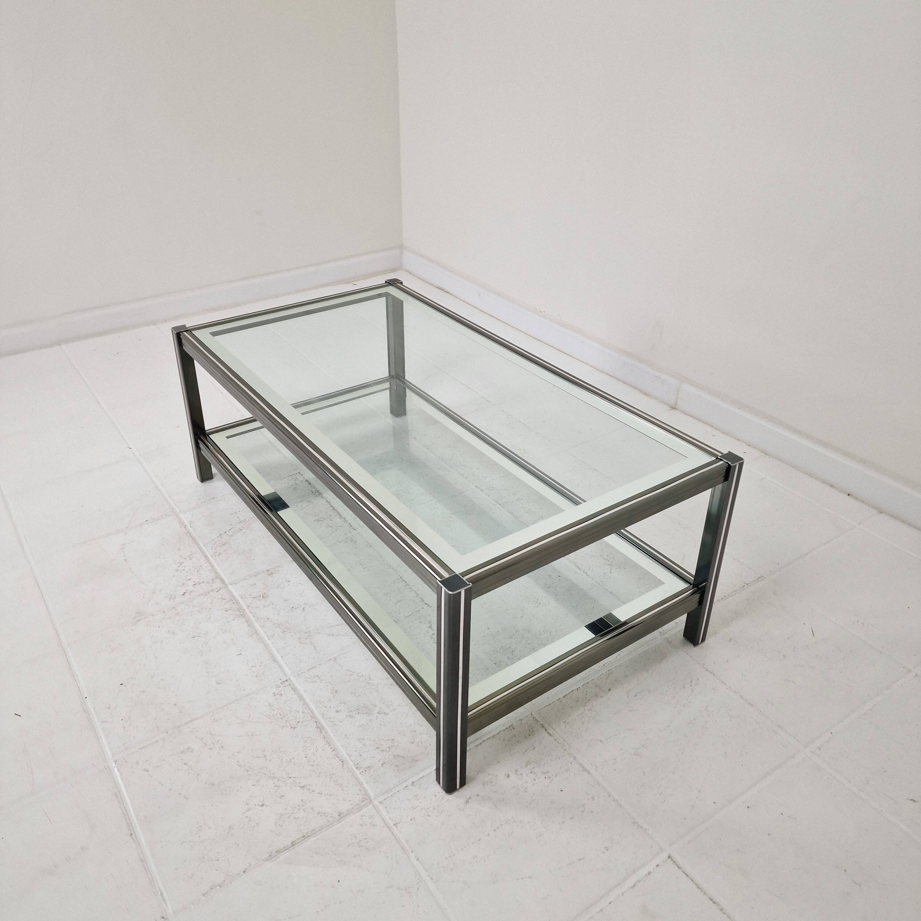 Vintage Glass & Metal Coffee Table