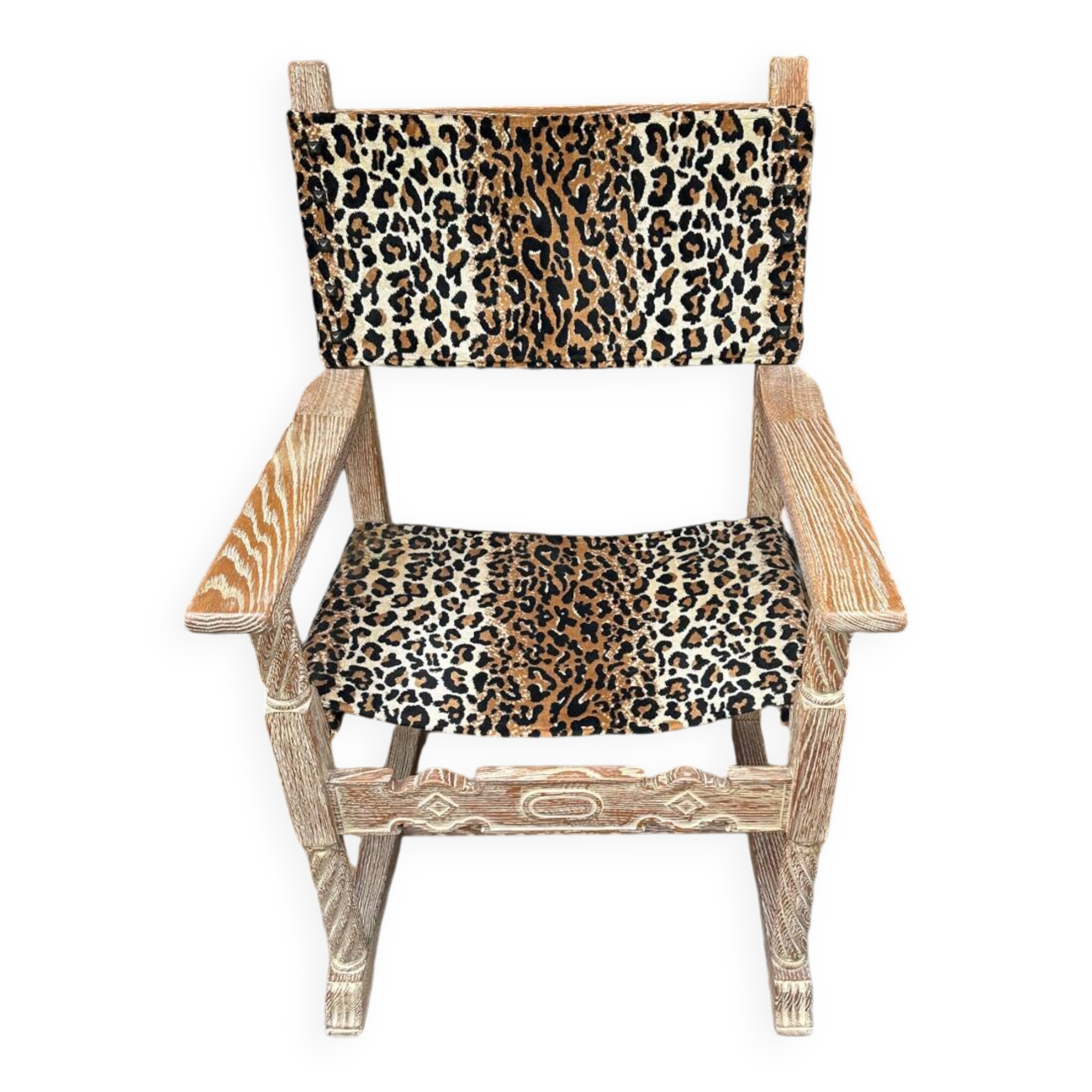 Vintage limed oak armchair