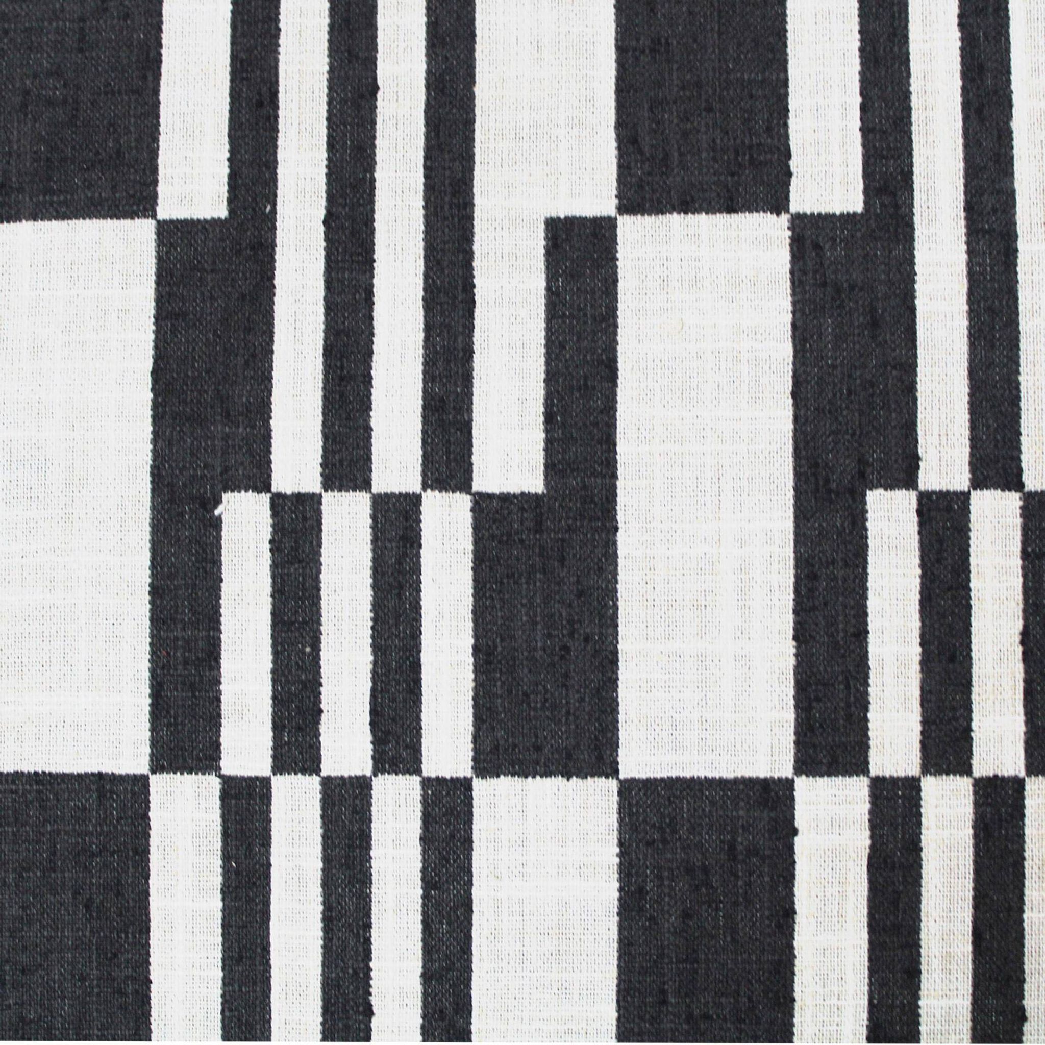Modern Black Lacquered Iron and Patterned Fabric, 1970s Italian Stool