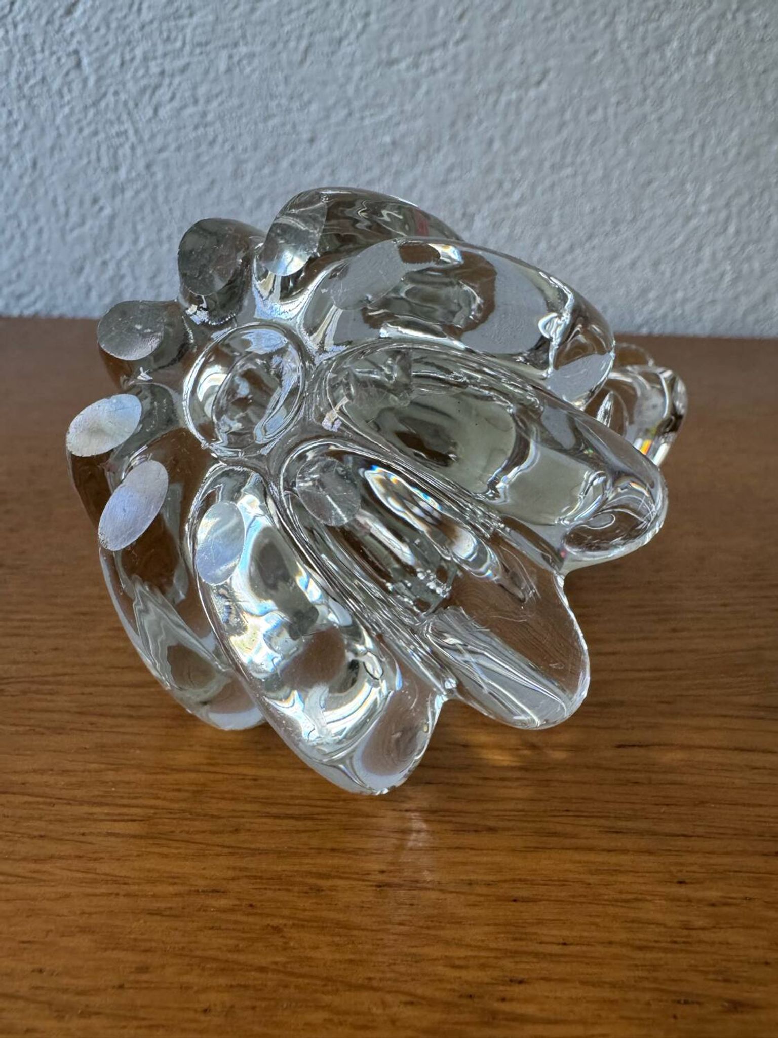 2 bougeoirs fleurs en cristal, années 60