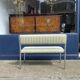 Chrome Bench Green Stripped 1970s Hollywood Regency Modernist Vintage