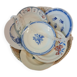 6 mismatched antique soup plates