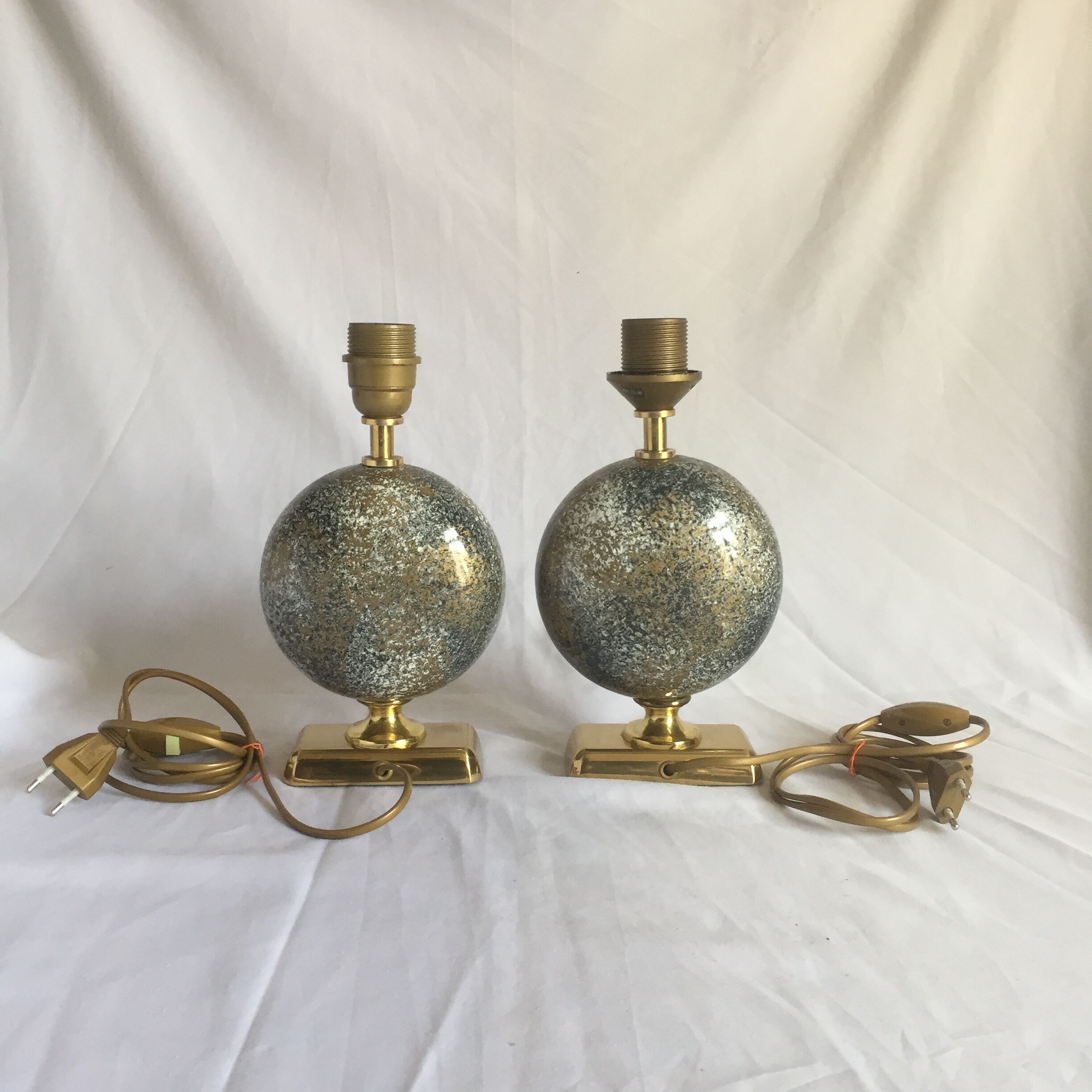 Pair of French 70s lamps Philippe Barbier style