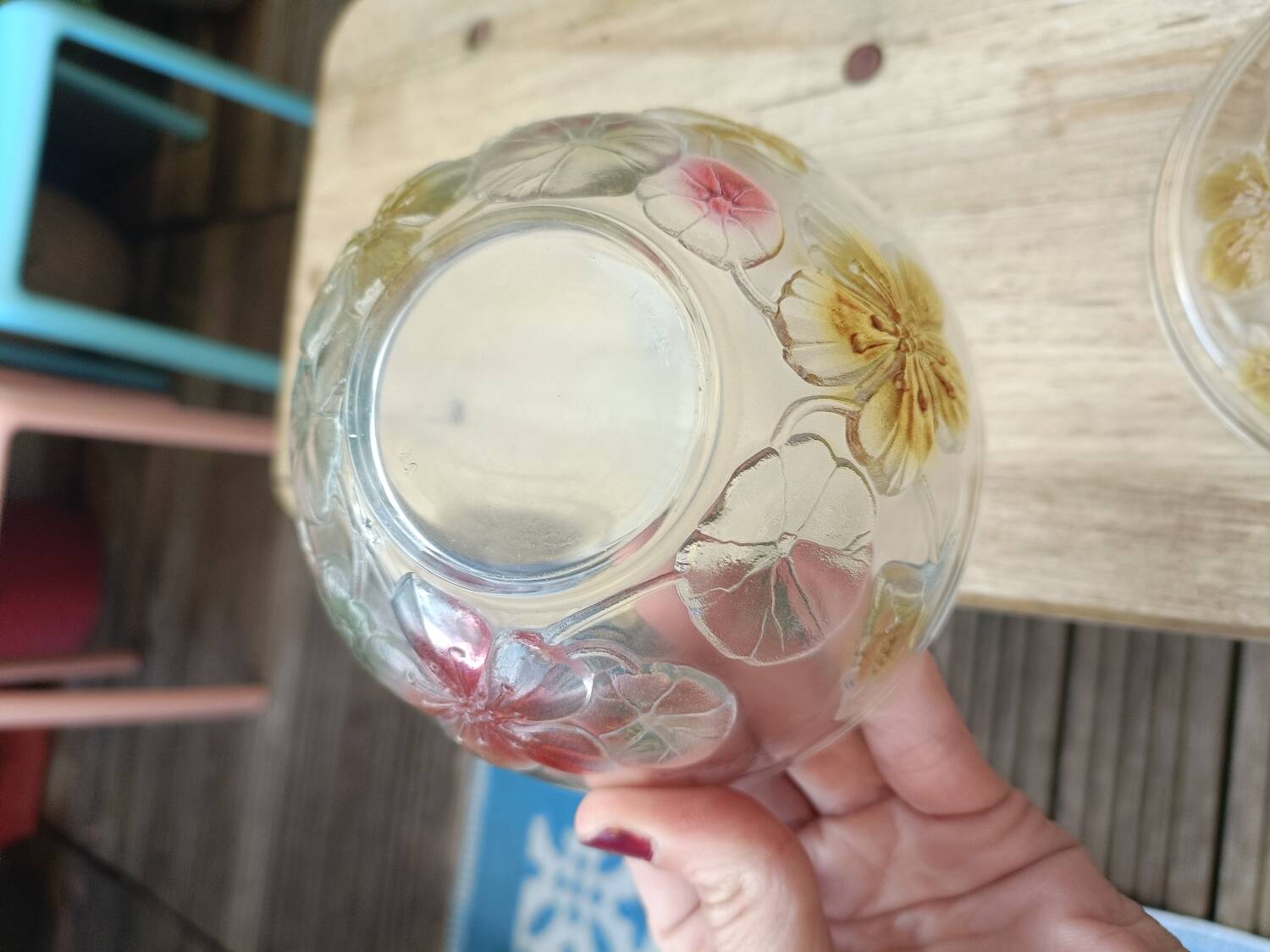 Candy dish, painted glass sugar bowl