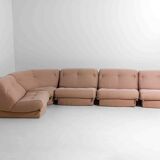 Nuvolone modular sofa in pink fabric by Rino Maturi, 1970s, 5 modules