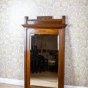 Vintage Floor Mirror in Light Brown Oak Frame, 1950s