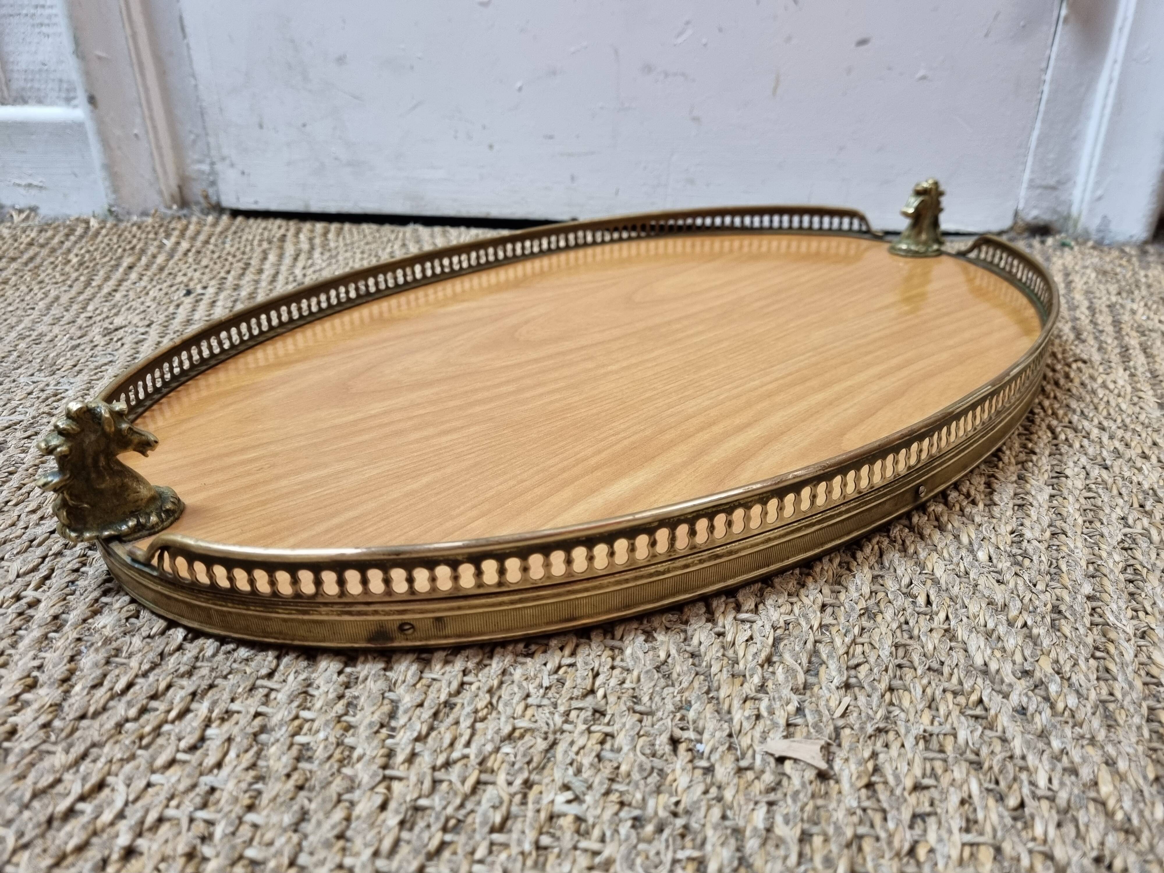 Brass horse service tray 1970