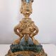 Pair of Empire/Restoration style candlesticks - green marble and bronze.