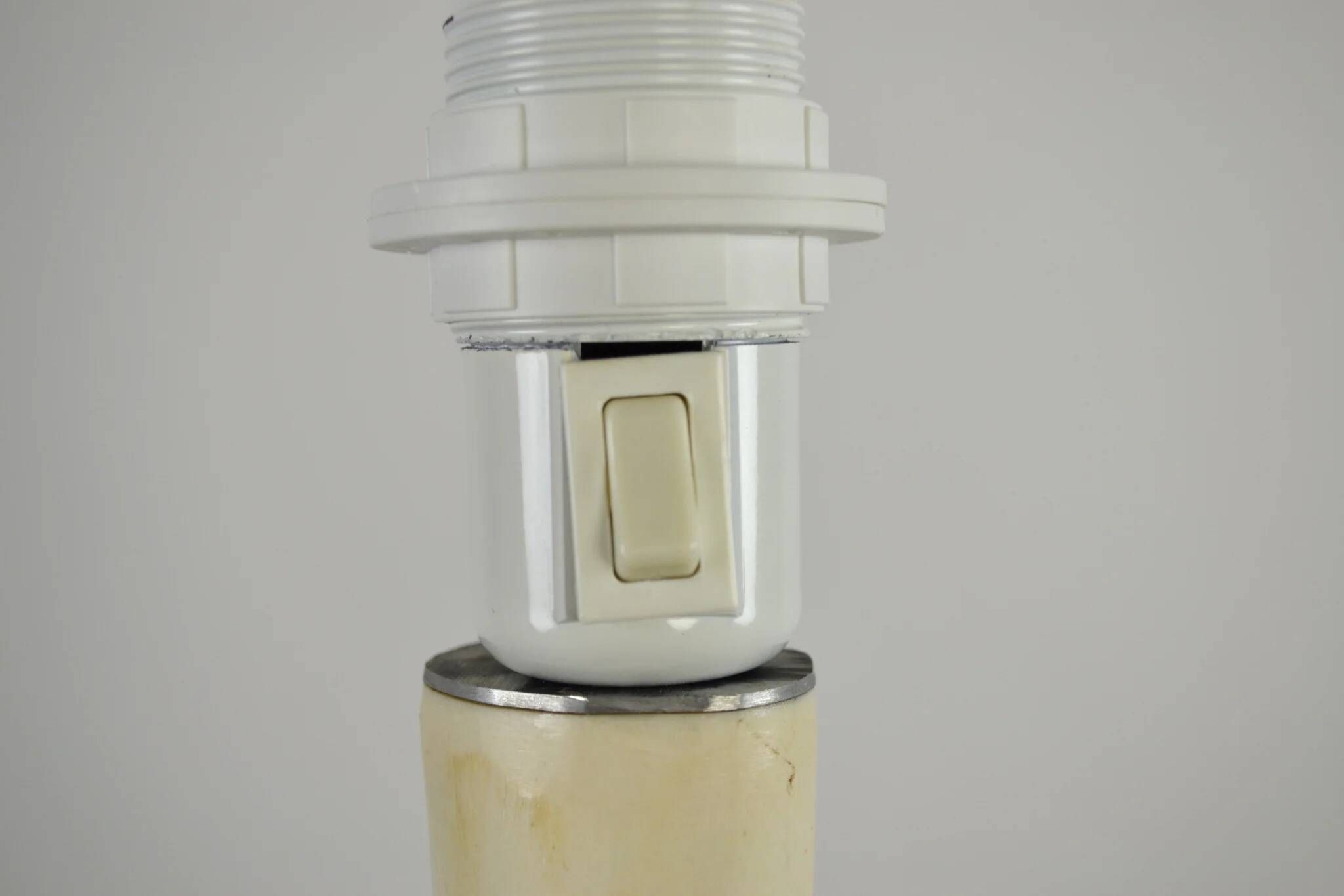 Scandinavian Studio Table Lamp in Carved Bone with Symbolic Decoration, c. 1950s–1970s
