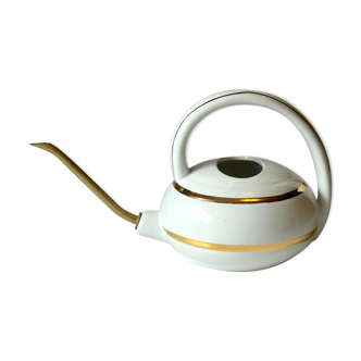 Elegant watering can, made of ceramic and brass, vintage from the 1960s