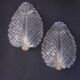Set of 2 Wall light Trasparent Murano Glass Leave by Barovier e Toso, 1940s