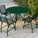 Garden furniture - 4 Arras chairs, 1 Arras round table - Dark green
