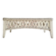 Table basse rotin blanc patiné plateau verre