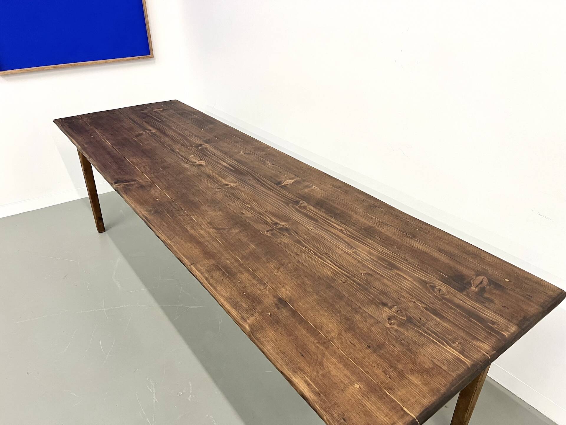 Large solid pine farmhouse table with spindle legs