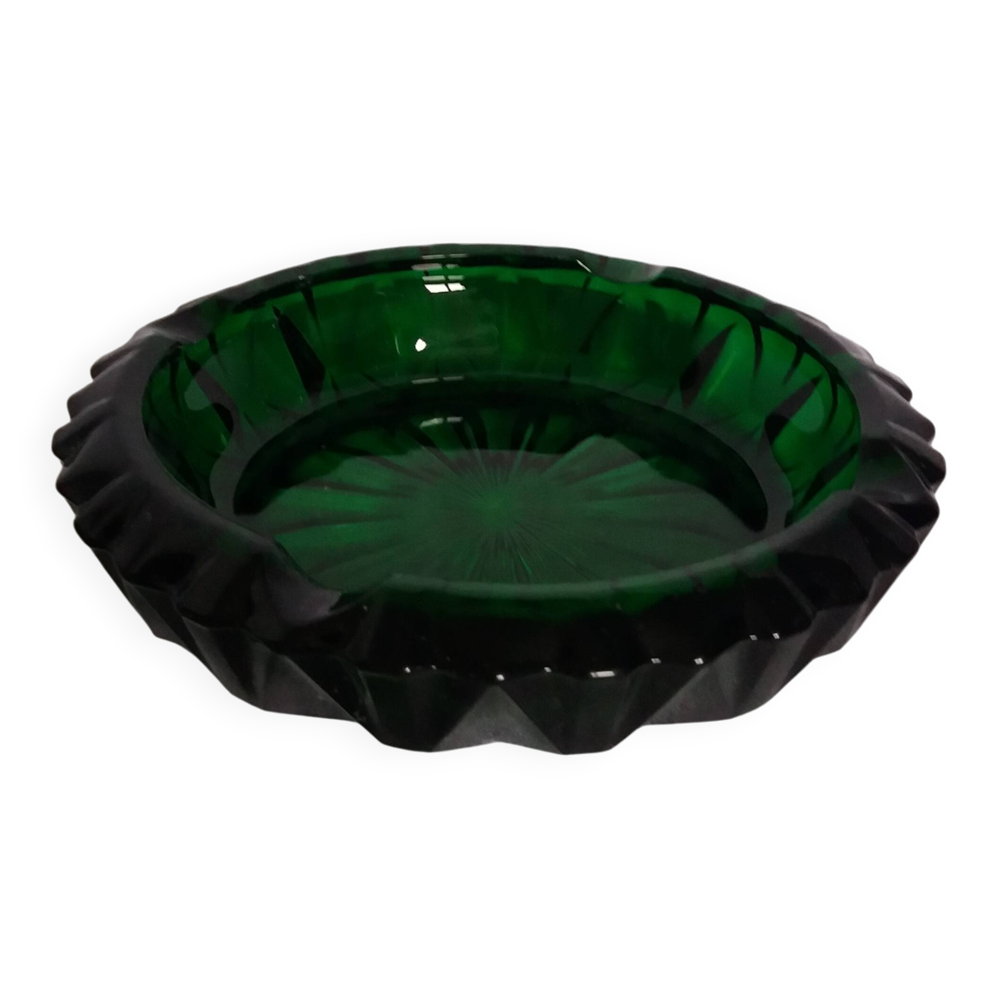 Green glass ashtray