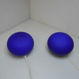 Pair of blue ball lamps