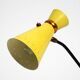 Large Mid Century Modern tripod table lamp with yellow diabolo lampshade