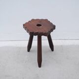 Modernist stool in solid pine, Spain 1970