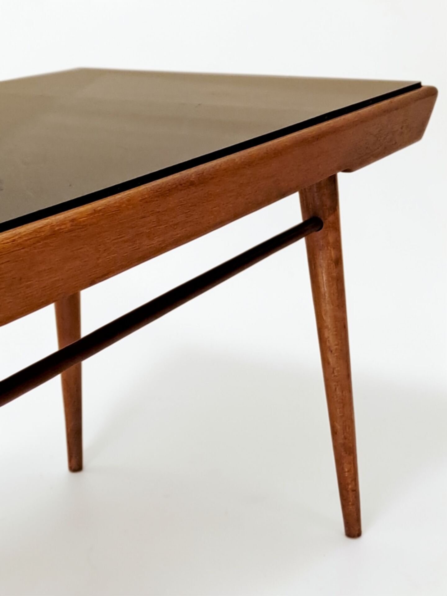 Table basse Tchécoslovaque 1960s, plateau verre noir