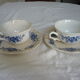 2 cups lunch earthenware of sarreguemines blue flowers