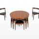 Roundette dining set by Hans Olsen for Frem Rojle, Table + 6 chairs, 1950s