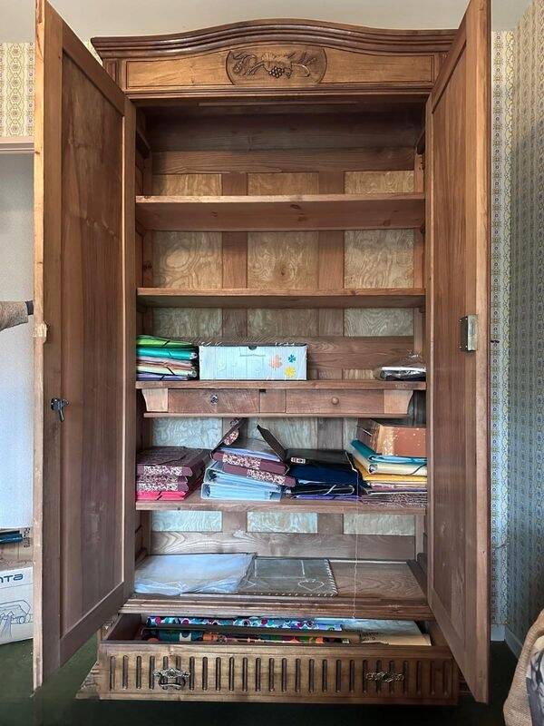 Antique wardrobe in Louis Philippe style, solid wood.