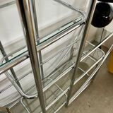 Old circular shelf tubular glazed bookcase art deco style bauhaus design 70s