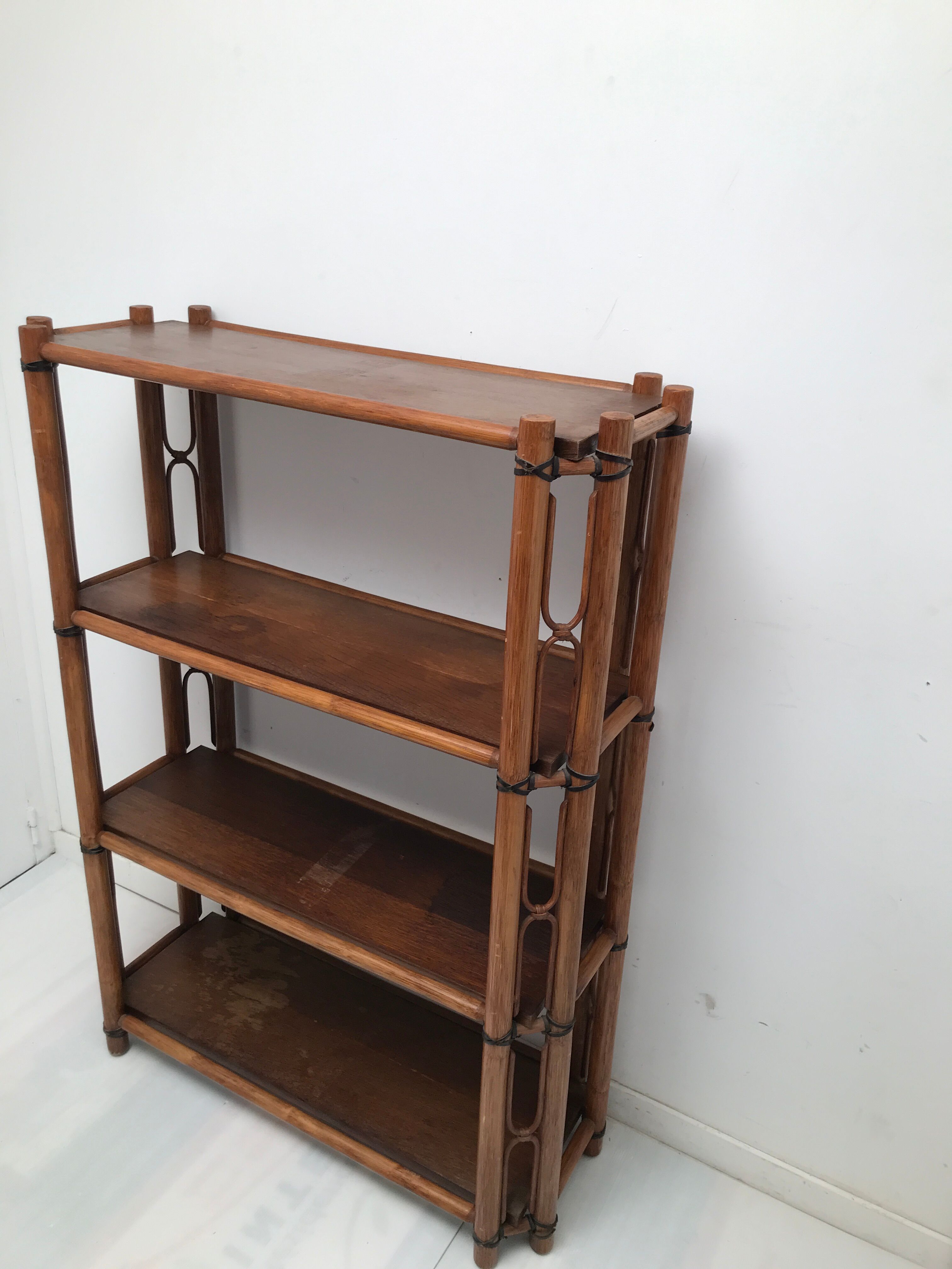 Bamboo and vintage leather storage